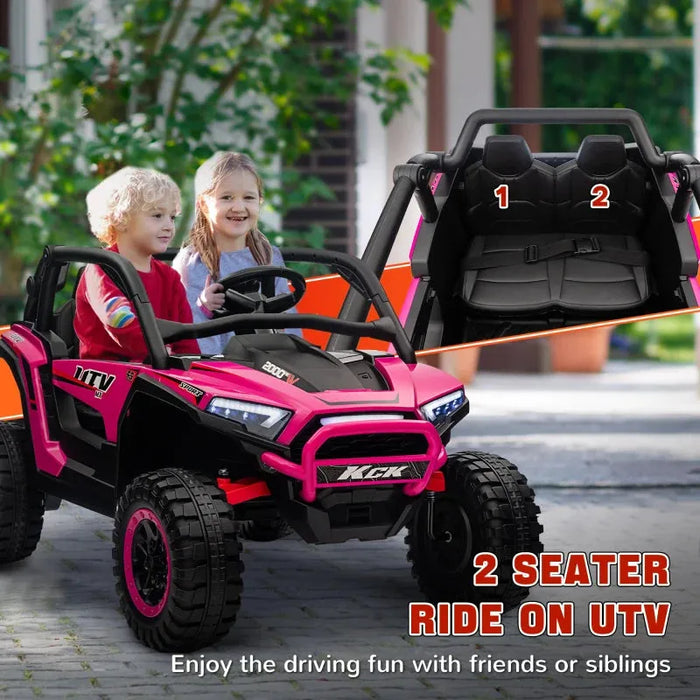 Kids 2-Seater Electric Ride on SUV Truck with 3 Speeds in Pink 24V - Little and Giant Explorers AIYAPLAY