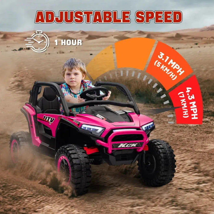 Kids 2-Seater Electric Ride on SUV Truck with 3 Speeds in Pink 24V - Little and Giant Explorers AIYAPLAY