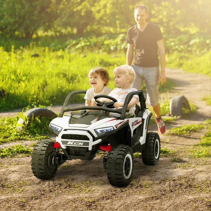 Kids 2-Seater Electric Ride on SUV Truck with 3 Speeds in White 24V - Little and Giant Explorers AIYAPLAY