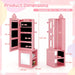Kids 3-in-1 Jewellery Cabinet - Pink | Heart-Design - Full-Length Mirror COSTWAY - Little and Giant Explorers Costway