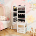 Kids 3-in-1 Jewellery Cabinet - White | Heart-Design - Full-Length Mirror COSTWAY - Little and Giant Explorers Costway