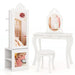 Kids 3-in-1 Jewellery Cabinet - White | Heart-Design - Full-Length Mirror COSTWAY - Little and Giant Explorers Costway