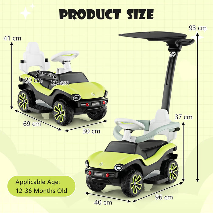 3-in-1 Licensed Volkswagen Ride on Push Car with Handle and Canopy - Little and Giant Explorers Costway