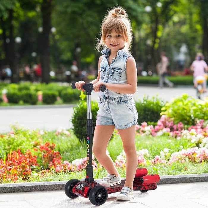 3 Wheel Plastic Scooter with Adjustable Height and Engine-Look Water Spray - Little and Giant Explorers HOMCOM