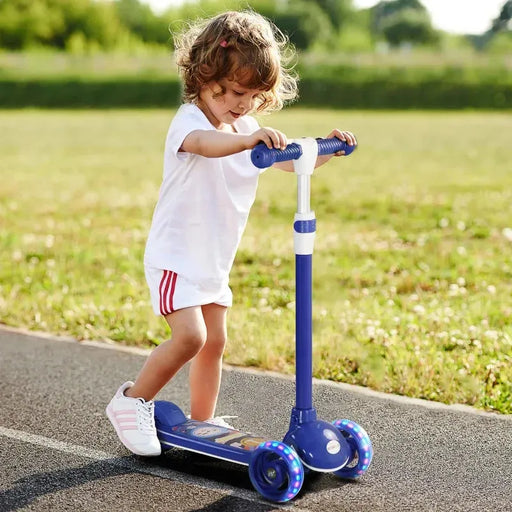 Kids 3 Wheel Scooter with Adjustable Height and LED Lights in Blue - Little and Giant Explorers AIYAPLAY