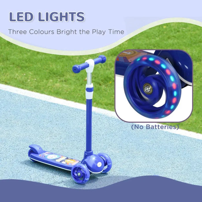 Kids 3 Wheel Scooter with Adjustable Height and LED Lights in Blue - Little and Giant Explorers AIYAPLAY