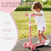 Kids 3 Wheel Scooter with Adjustable Height and LED Lights in Pink - Little and Giant Explorers AIYAPLAY