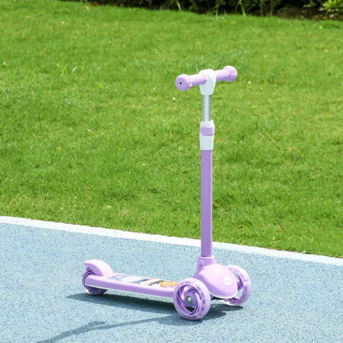 Kids 3 Wheel Scooter with Adjustable Height and LED Lights in Purple - Little and Giant Explorers AIYAPLAY