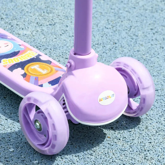 Kids 3 Wheel Scooter with Adjustable Height and LED Lights in Purple - Little and Giant Explorers AIYAPLAY