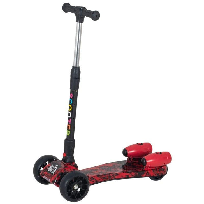 3 Wheel Plastic Scooter with Adjustable Height and Engine-Look Water Spray - Little and Giant Explorers HOMCOM