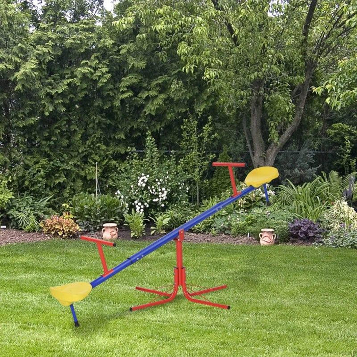 Kids 360° Rotating Metal Seesaw Swivel Teeter Totter - Little and Giant Explorers HOMCOM