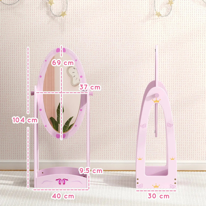 Kids 360° Rotating Standing Mirror with Storage Shelf in Pink - Little and Giant Explorers AIYAPLAY