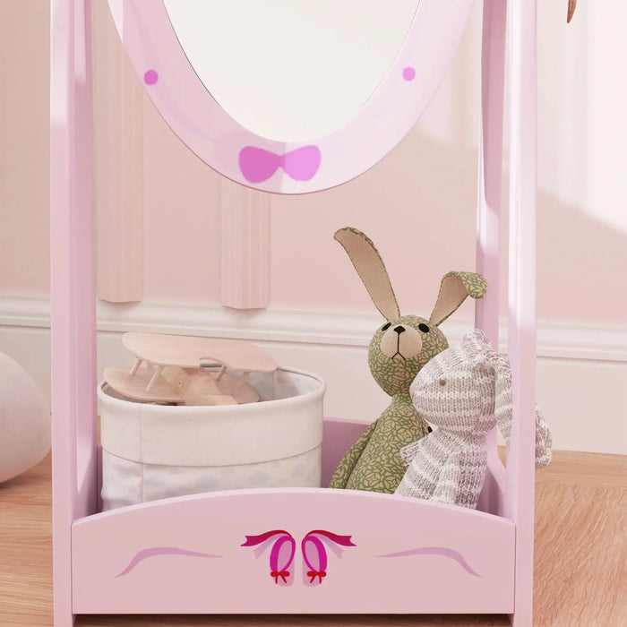 Kids 360° Rotating Standing Mirror with Storage Shelf in Pink - Little and Giant Explorers AIYAPLAY