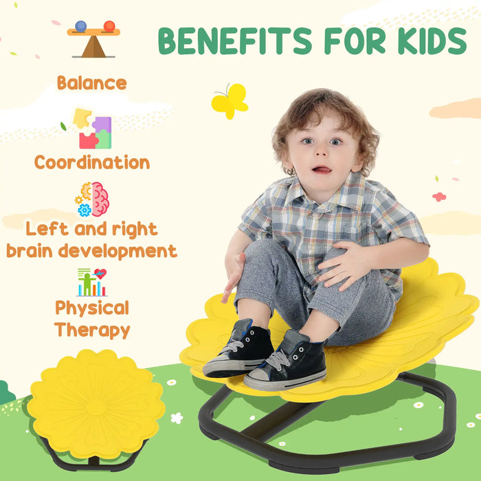 Kids 360° Swivel Chair - Sensory Spinning Seat Yellow Flower-Shaped Design | AIYAPLAY - Little and Giant Explorers AIYAPLAY