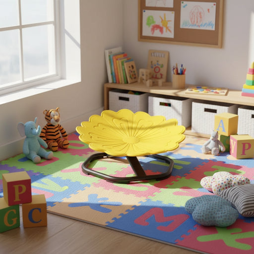Kids 360° Swivel Chair - Sensory Spinning Seat Yellow Flower-Shaped Design | AIYAPLAY - Little and Giant Explorers AIYAPLAY