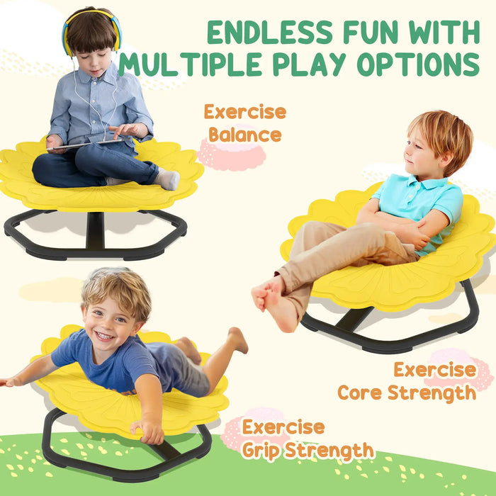 Kids 360° Swivel Chair - Sensory Spinning Seat Yellow Flower-Shaped Design | AIYAPLAY - Little and Giant Explorers AIYAPLAY