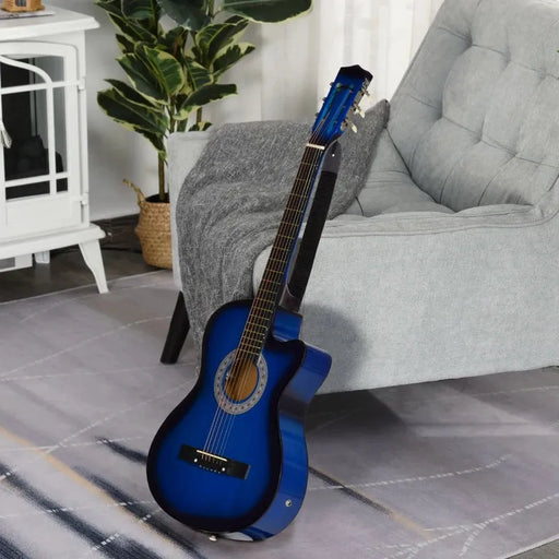 Kids 38 Inch Full Size Blue Classical Acoustic Electric Guitar with Case - Little and Giant Explorers HOMCOM