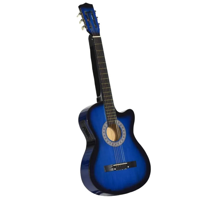 Kids 38 Inch Full Size Blue Classical Acoustic Electric Guitar with Case - Little and Giant Explorers HOMCOM