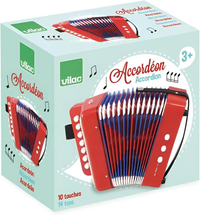 Kids Accordion - 14 Tones 10 Keys | Musical Development Ages 3+ VILAC - Little and Giant Explorers Vilac
