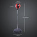 Adjustable red and black punching ball with spring base and height measurements
