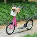 Kids Adjustable Scooter with Inflatable Wheels, Brake, Basket, Cupholder and Mudguard in Pink - Little and Giant Explorers HOMCOM