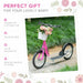 Kids Adjustable Scooter with Inflatable Wheels, Brake, Basket, Cupholder and Mudguard in Pink - Little and Giant Explorers HOMCOM