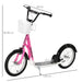 Kids Adjustable Scooter with Inflatable Wheels, Brake, Basket, Cupholder and Mudguard in Pink - Little and Giant Explorers HOMCOM