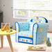 Kids Armchair - Blue and Dark Blue | Velvet Upholstered Chair - Solid Wood Frame COSTWAY - Little and Giant Explorers Costway