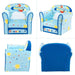 Kids Armchair - Blue and Dark Blue | Velvet Upholstered Chair - Solid Wood Frame COSTWAY - Little and Giant Explorers Costway