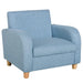 Kids Armchair Blue | Linen Upholstery with Solid Wood Frame - Little and Giant Explorers HOMCOM