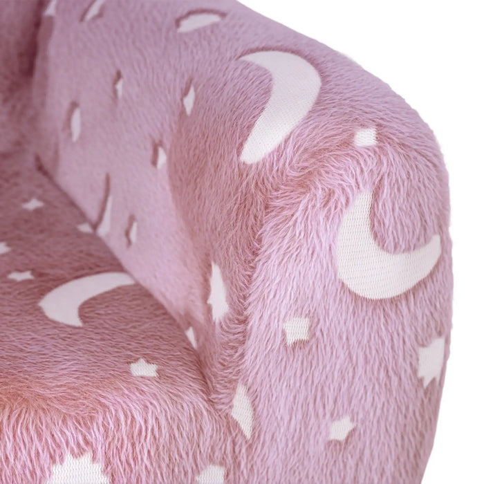 Kids Armchair Pink | Glow-in-Dark Star Pattern with Dense Foam - Little and Giant Explorers AIYAPLAY