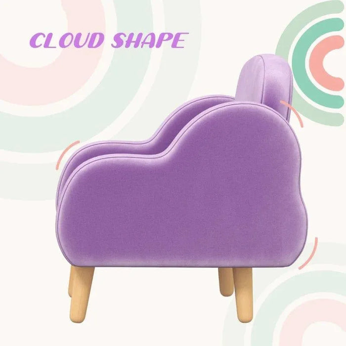 Kids Armchair Purple | Cloud Design with Dutch Velvet - Little and Giant Explorers ZONEKIZ