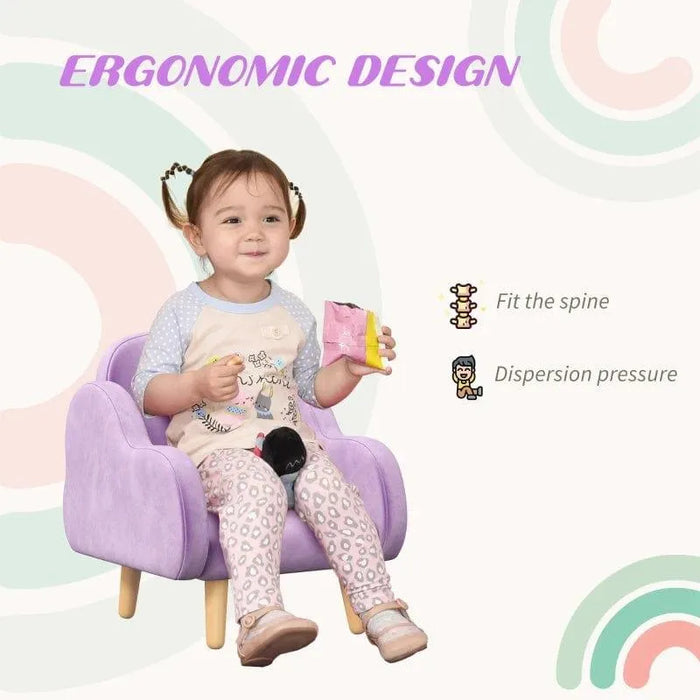 Kids Armchair Purple | Cloud Design with Dutch Velvet - Little and Giant Explorers ZONEKIZ