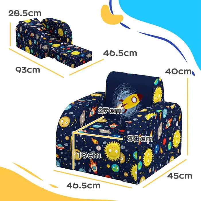 Kids Armchair - Universe Pattern | Foldable Toddler Recliner AIYAPLAY - Little and Giant Explorers AIYAPLAY