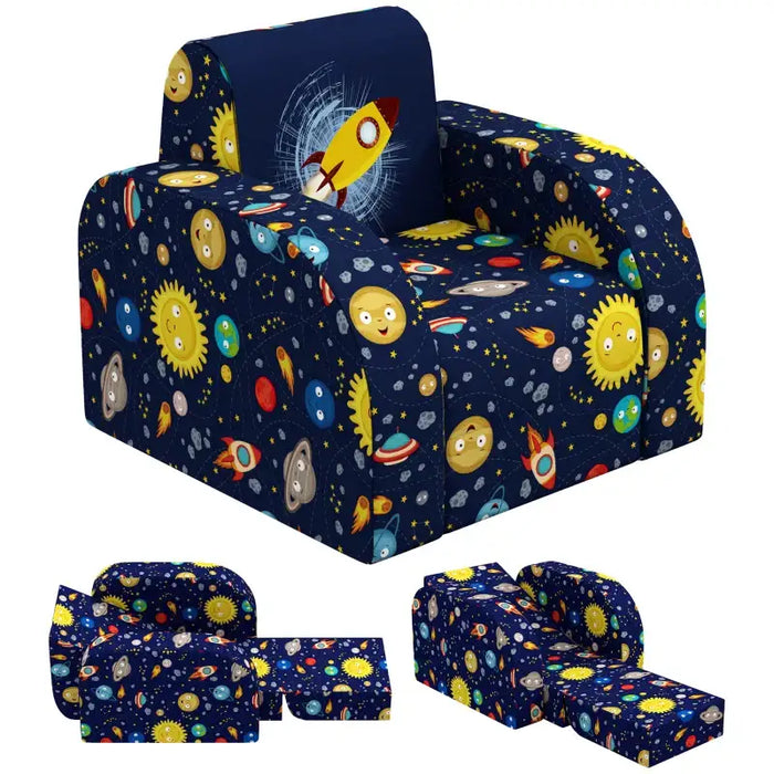 Kids Armchair - Universe Pattern | Foldable Toddler Recliner AIYAPLAY - Little and Giant Explorers AIYAPLAY