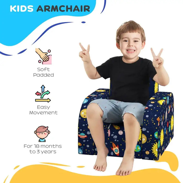 Kids Armchair - Universe Pattern | Foldable Toddler Recliner AIYAPLAY - Little and Giant Explorers AIYAPLAY