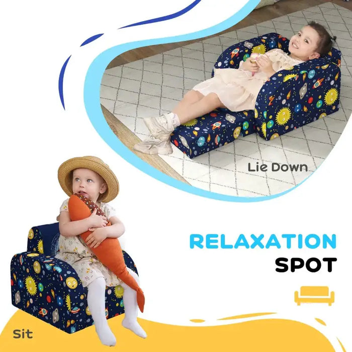Kids Armchair - Universe Pattern | Foldable Toddler Recliner AIYAPLAY - Little and Giant Explorers AIYAPLAY
