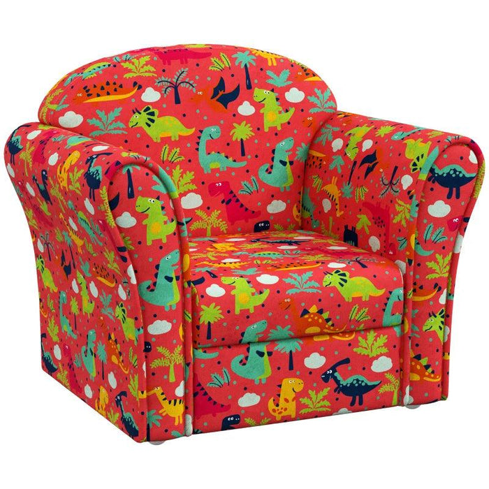 Kids Armchair with Dinosaur Print in Red - Little and Giant Explorers AIYAPLAY