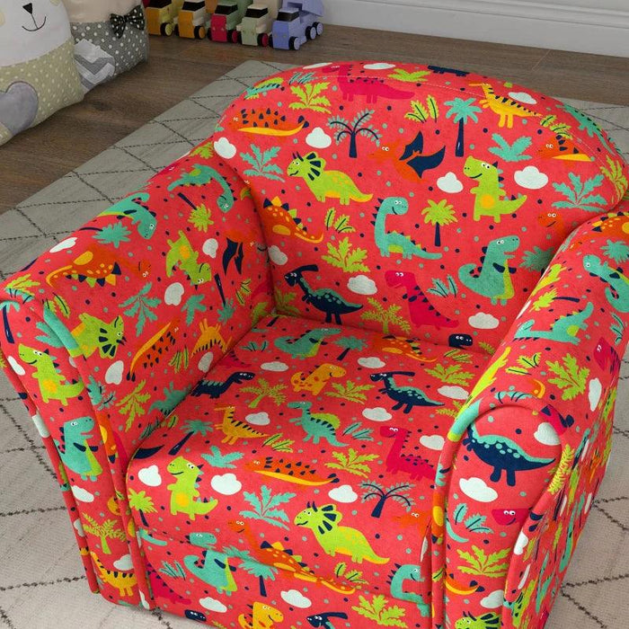 Kids Armchair with Dinosaur Print in Red - Little and Giant Explorers AIYAPLAY