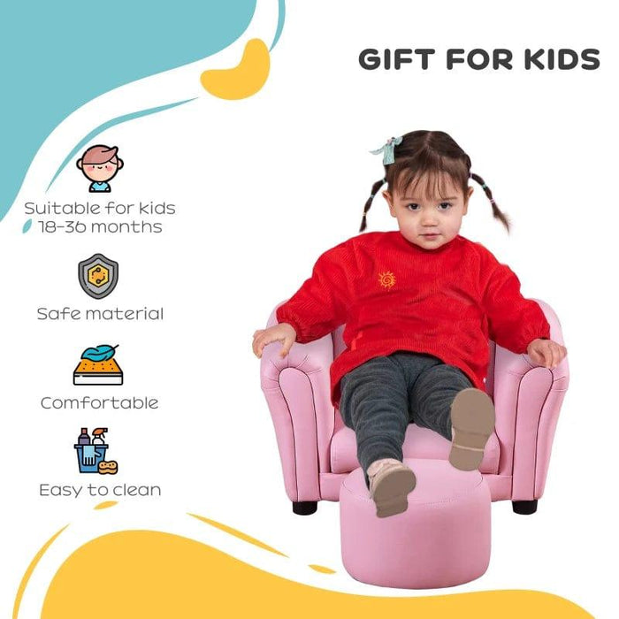 Kids Armchair with Stool - Little and Giant Explorers HOMCOM