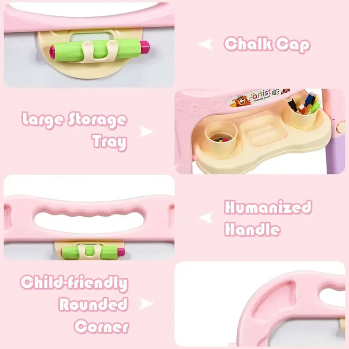 Kids Art Easel with Adjustable Legs | 360° Rotatable Design with Portable Handle - Little and Giant Explorers Costway