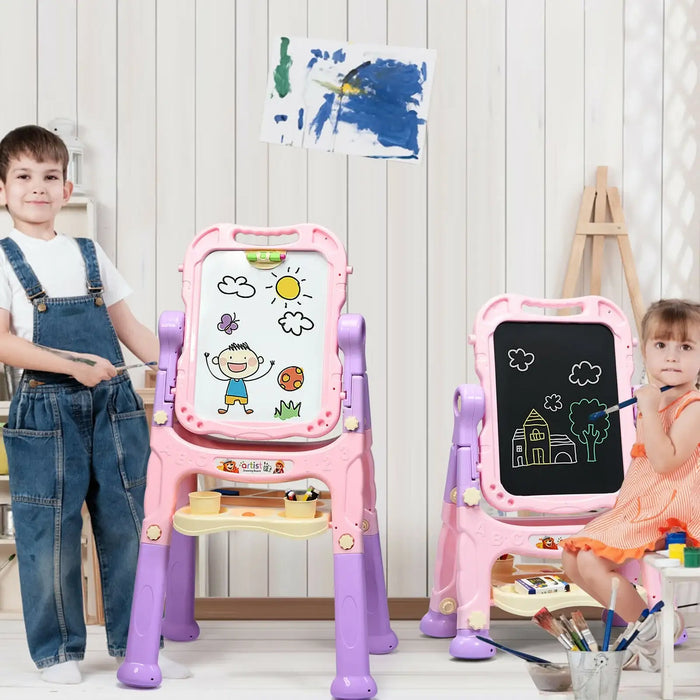 Kids Art Easel with Adjustable Legs | 360° Rotatable Design with Portable Handle - Little and Giant Explorers Costway