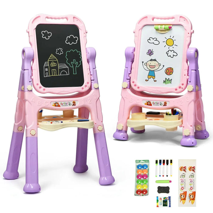 Kids Art Easel with Adjustable Legs | 360° Rotatable Design with Portable Handle - Little and Giant Explorers Costway