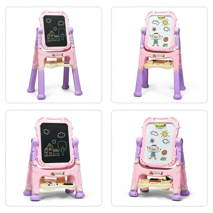 Kids Art Easel with Adjustable Legs | 360° Rotatable Design with Portable Handle - Little and Giant Explorers Costway