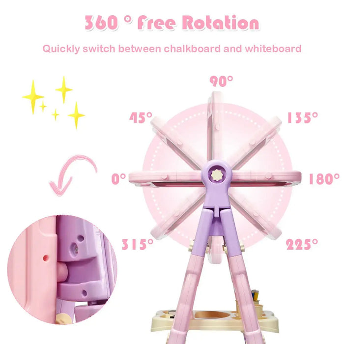 Kids Art Easel with Adjustable Legs | 360° Rotatable Design with Portable Handle - Little and Giant Explorers Costway