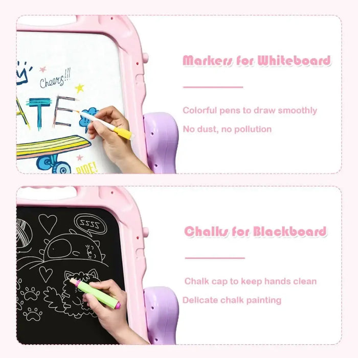 Kids Art Easel with Adjustable Legs | 360° Rotatable Design with Portable Handle - Little and Giant Explorers Costway