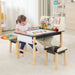 Kids Art Table and Chairs Set | 2-Tier Storage with Paper Roll System - Little and Giant Explorers Costway