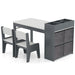 Kids Art Table and Chairs Set – Grey and White | 2 Chairs and 1 Storage Desk with Paper Roll COSTWAY - Little and Giant Explorers Costway
