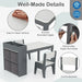 Kids Art Table and Chairs Set – Grey and White | 2 Chairs and 1 Storage Desk with Paper Roll COSTWAY - Little and Giant Explorers Costway
