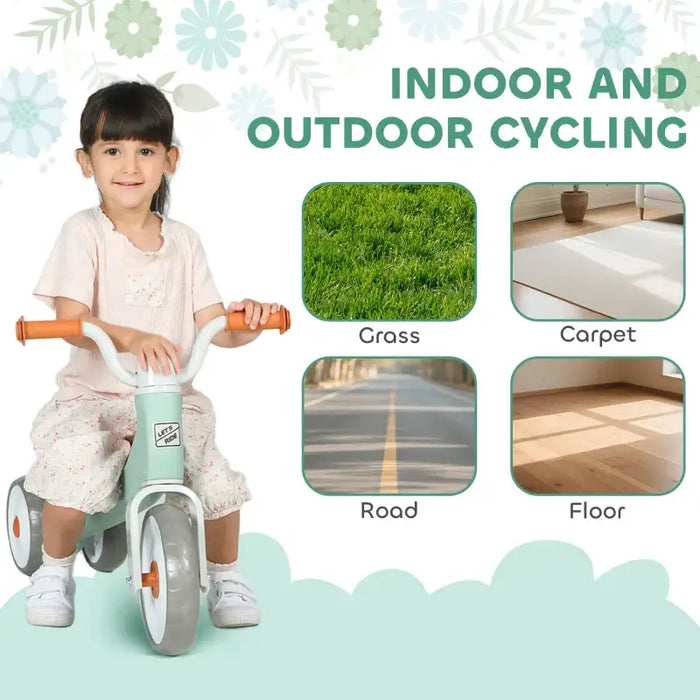 Kids Balance Bike – Green, White and Brown | Toddler Trike with Enclosed Wheels AIYAPLAY - Little and Giant Explorers AIYAPLAY
